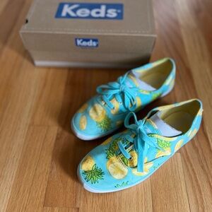 Keds Champion Pineapple Print Sneakers - Teal and Yellow